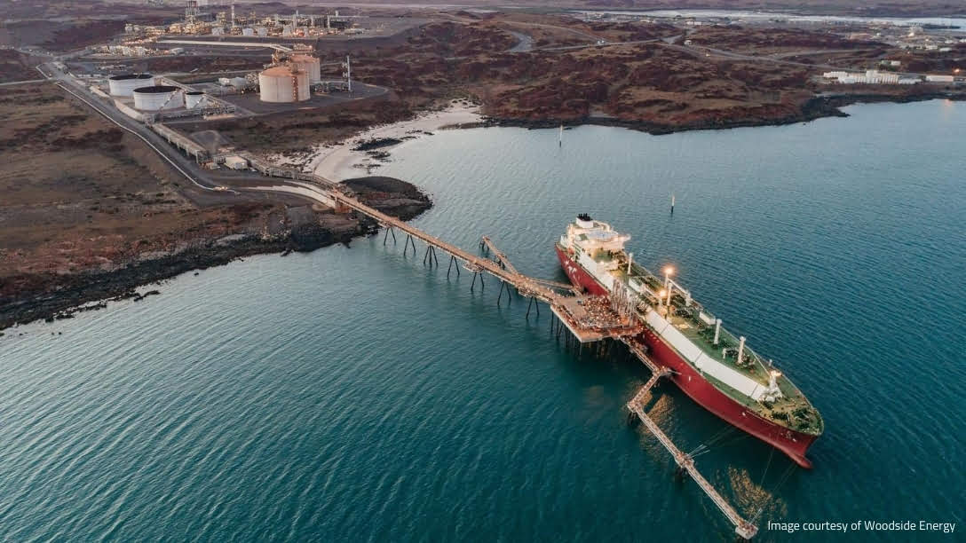 A stunning view of Woodside Energy's operations—where custom WERKS® Pallet Cages played a key role in enhancing onsite logistics and safety.