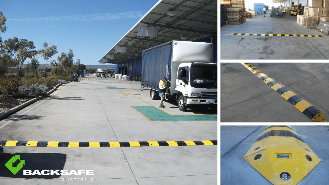 Entry checkpoint equipped with yellow safety gate by Backsafe AU separating stock zones from foot traffic in a well-organized warehouse aisle.
