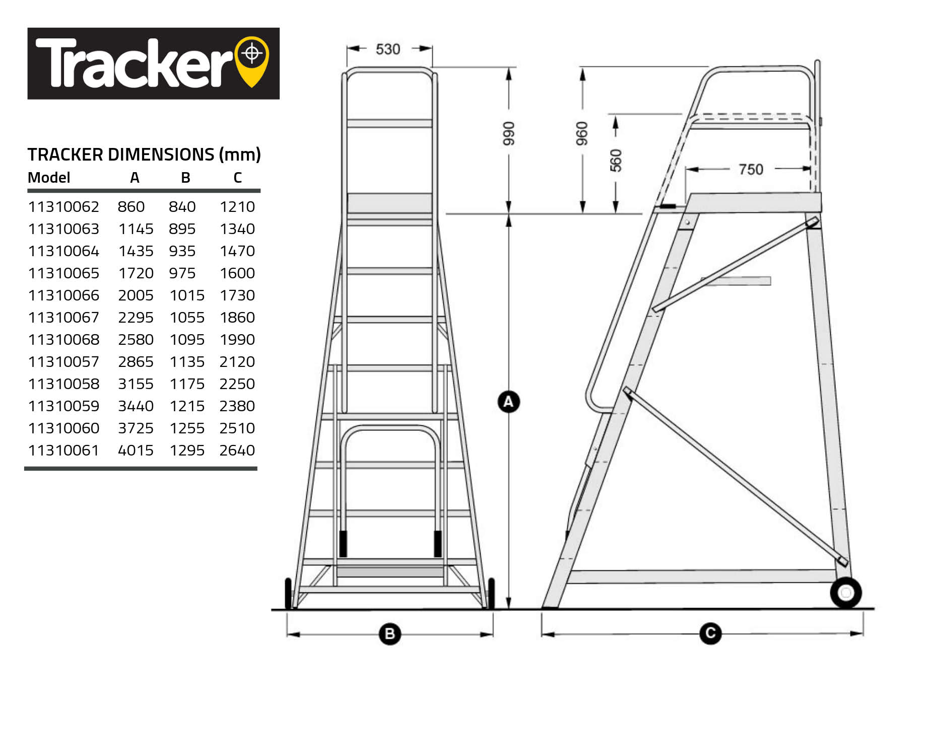 Tracker Mobile Platform Ladder