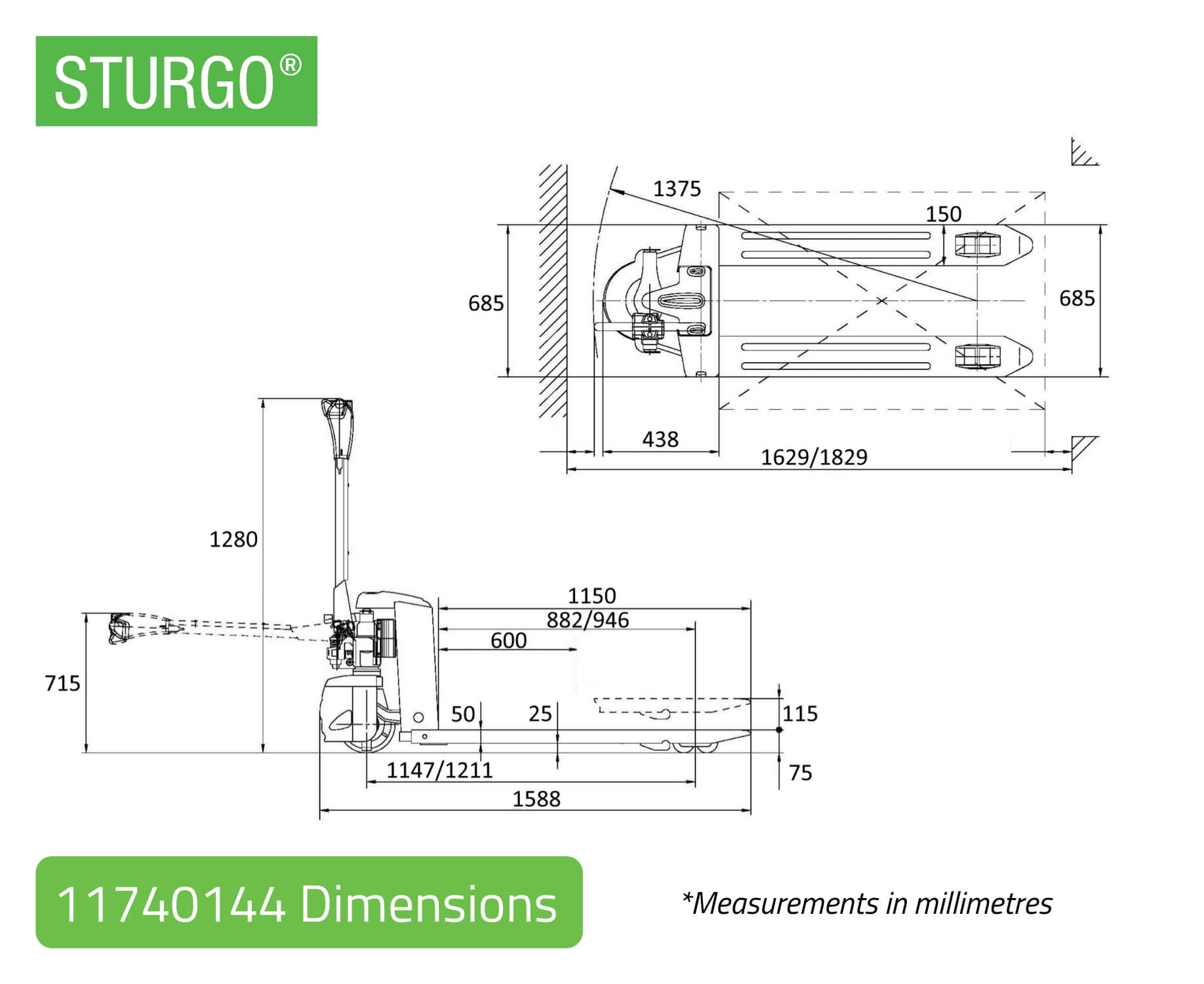 STURGO® Semi Electric Pallet Jack 1.5T