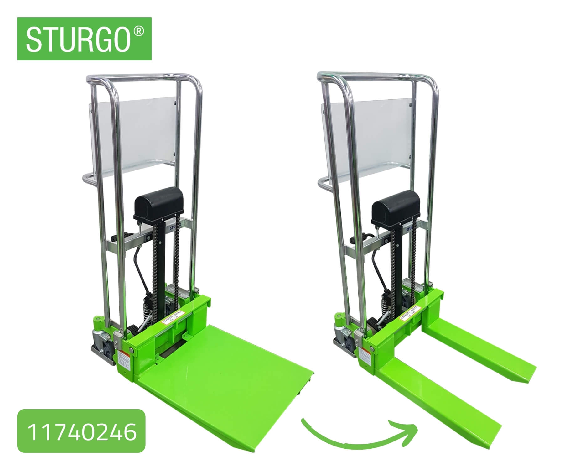 STURGO® Manual Stacker with Adjustable Forks