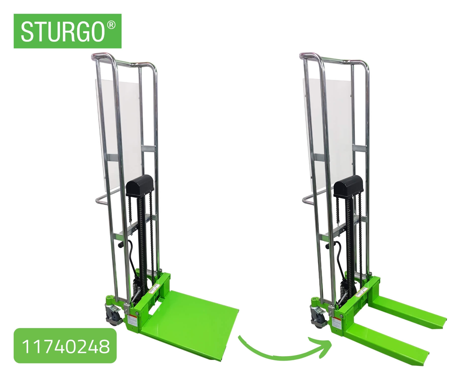 STURGO® Manual Stacker with Adjustable Forks
