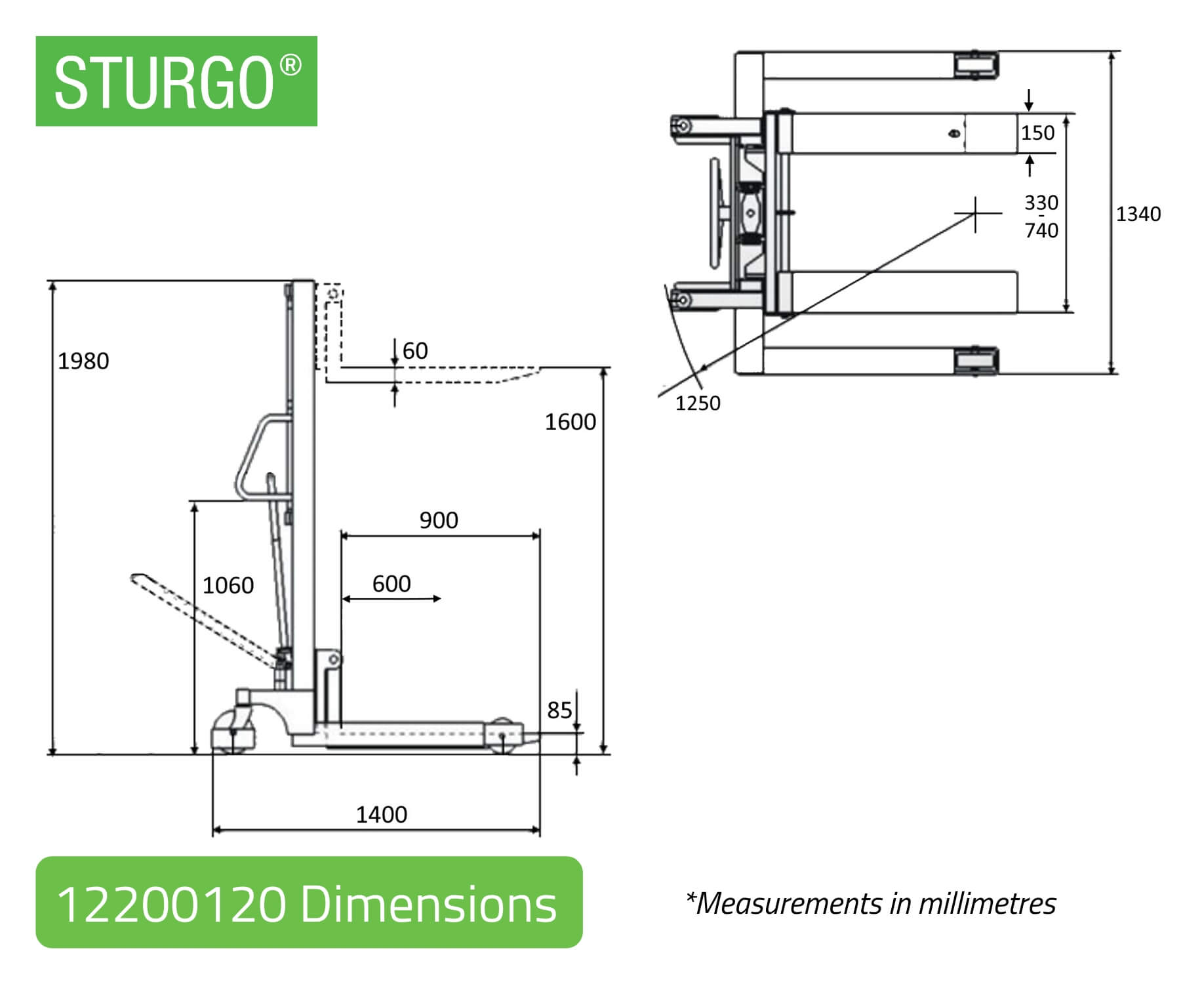 STURGO® Manual Walkie Stacker - Straddle