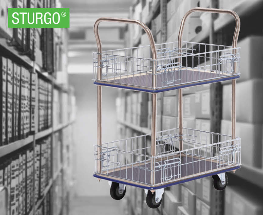 STURGO® Double Platform Trolley - Mesh Sides