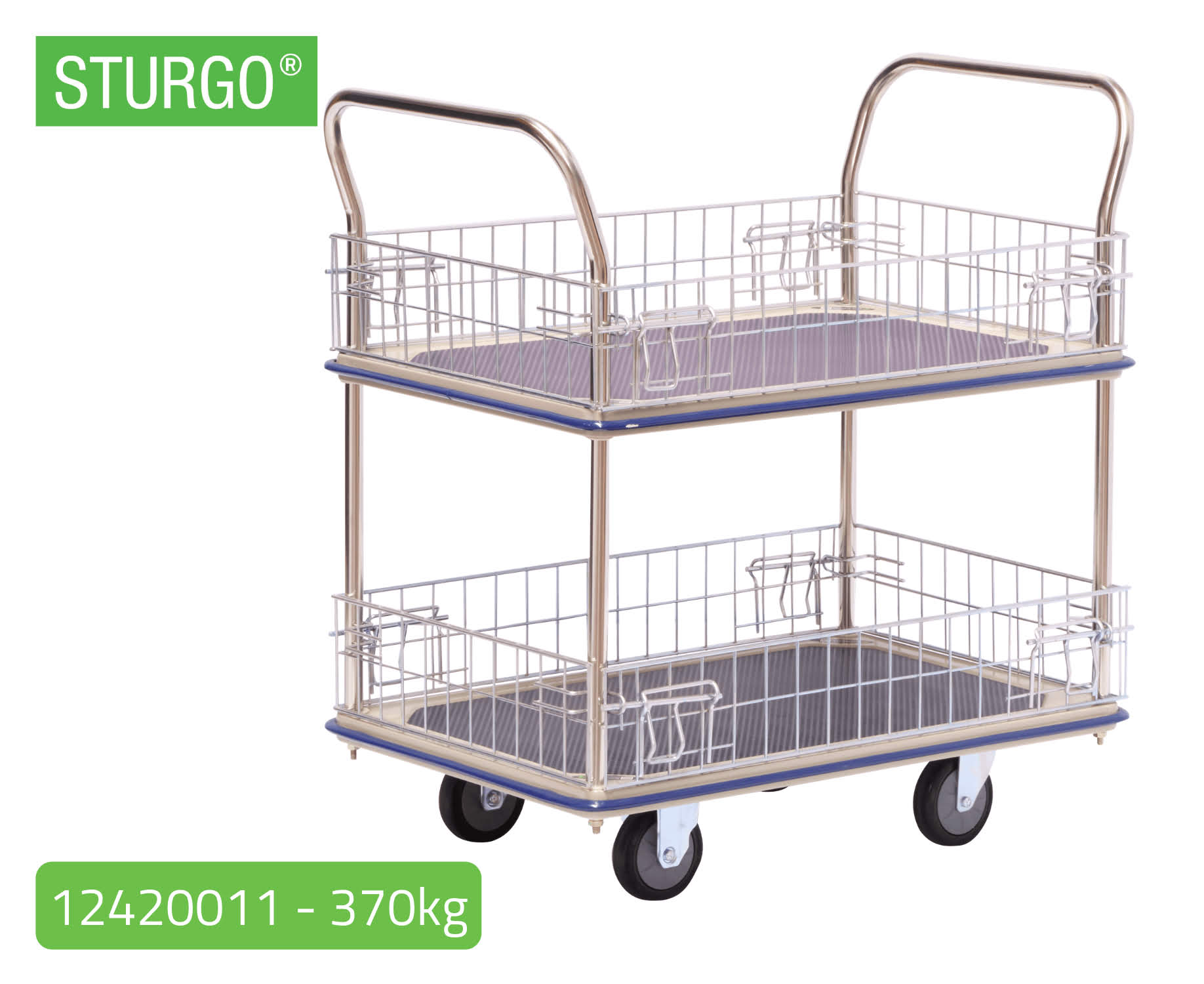 STURGO® Double Platform Trolley - Mesh Sides