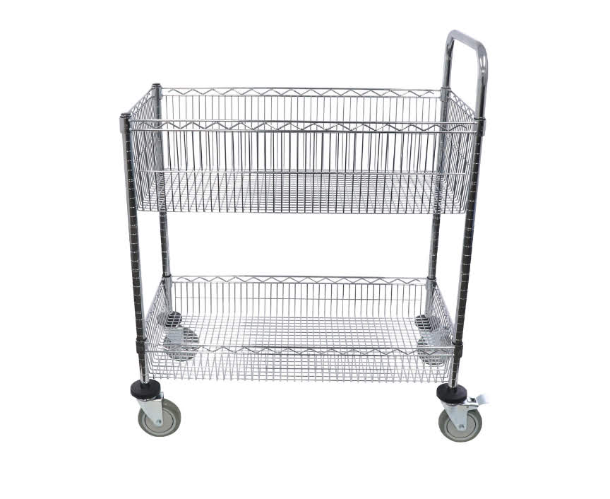 Compact Chrome Basket Trolley