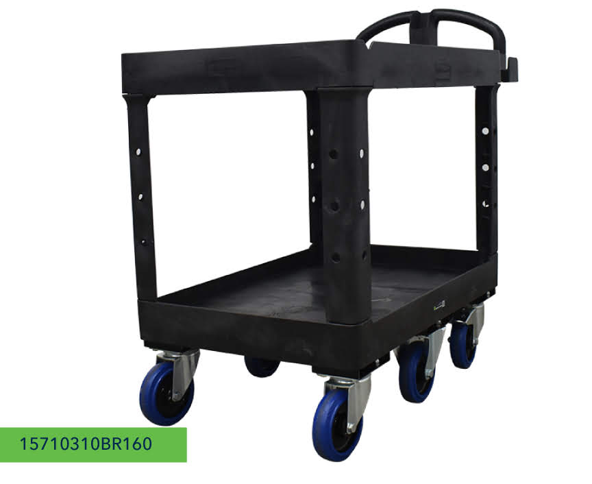 Six Wheel Heavy Duty Utility Cart - Lipped Shelf