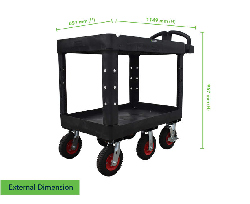 Six Wheel Heavy Duty Utility Cart - Lipped Shelf
