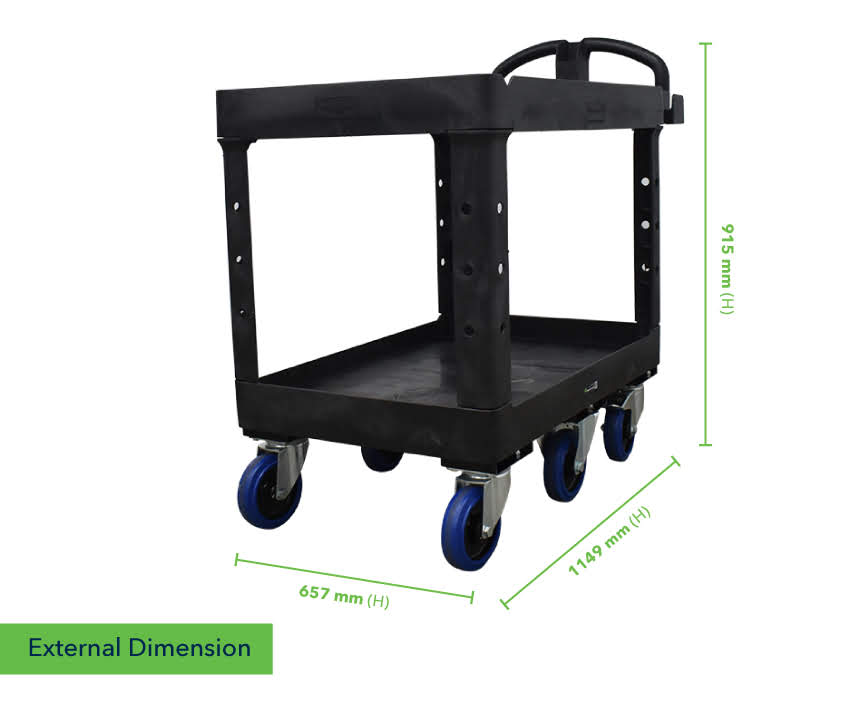 Six Wheel Heavy Duty Utility Cart - Lipped Shelf