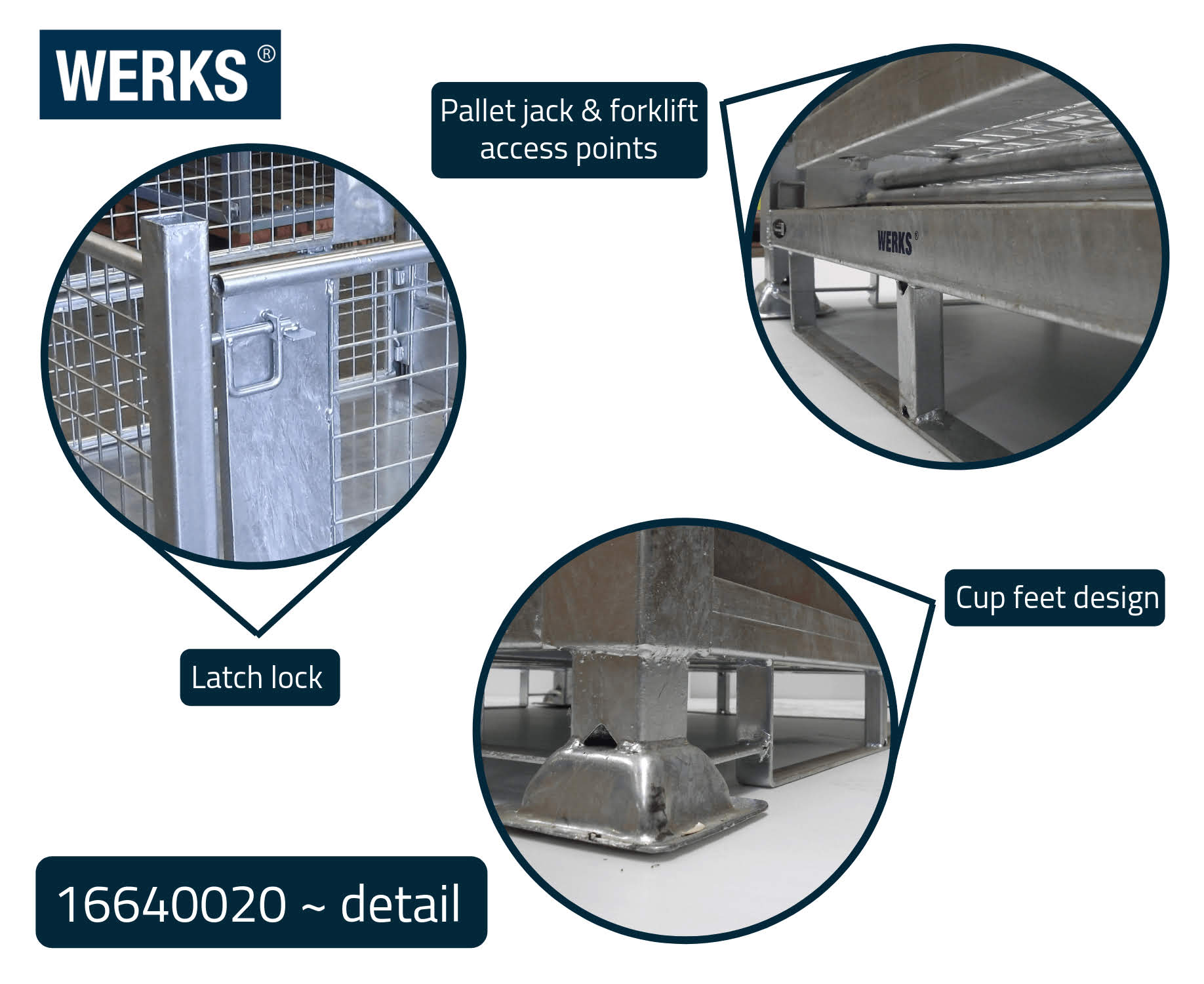 Zinc Pallet Cages - Cup Feet Design