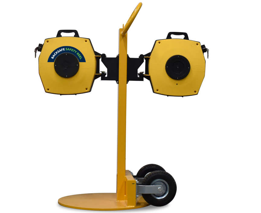 The Lemur: Mobile Barrier Stand and Retractable Tape Reels