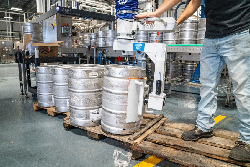 Worker using materials handling products