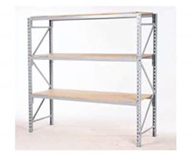 Long Span Shelving With Timber Shelves